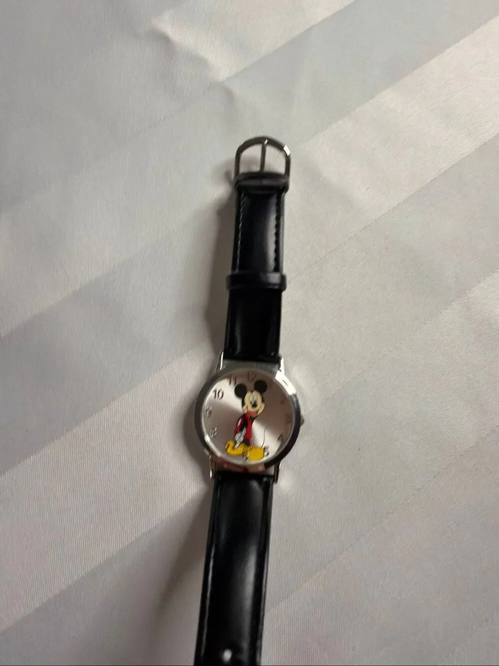 Disney Mickey Mouse Analog Watch Black Band Japan Movement Untested